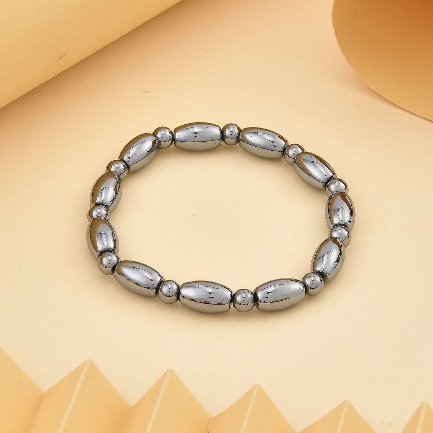 Terahertz 56.50 ctw Barrel Beaded Stretchable Bracelet