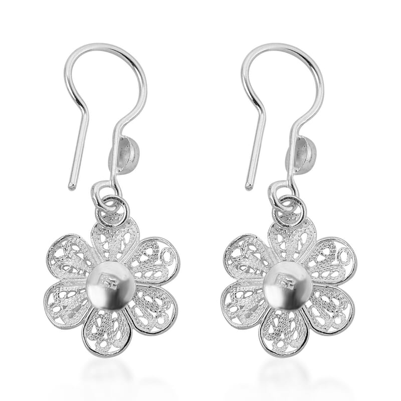 Bali Legacy Sterling Silver Floral Earrings 2.40 Grams