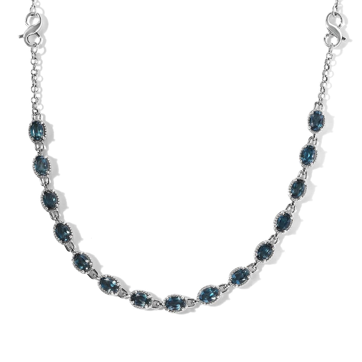 London Blue Topaz Necklace 18 Inches Interchangeable into Bracelet in Platinum Over Sterling Silver 8.35 ctw image number 0