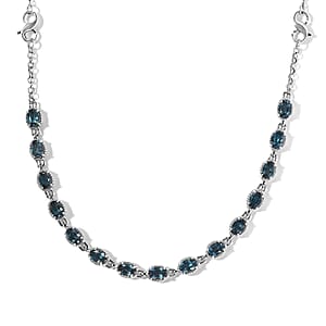 London Blue Topaz Necklace 18 Inches Interchangeable into Bracelet in Platinum Over Sterling Silver 8.35 ctw