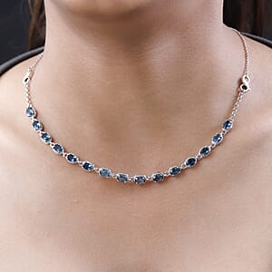London Blue Topaz Necklace 18 Inches Interchangeable into Bracelet in Platinum Over Sterling Silver 8.35 ctw