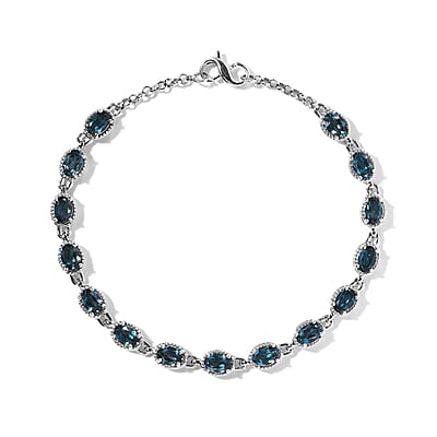 London Blue Topaz Necklace 18 Inches Interchangeable into Bracelet in Platinum Over Sterling Silver 8.35 ctw