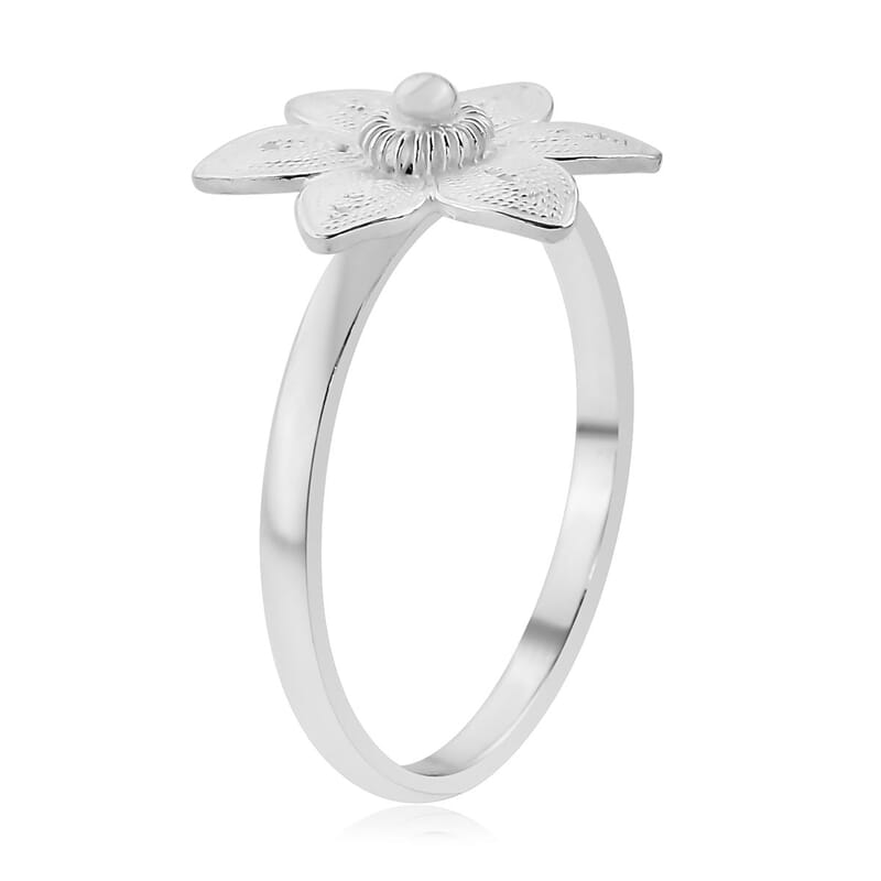 Sterling Silver Floral Ring (Size 10.0) 2.40 Grams