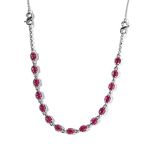 Niassa Ruby (FF) Necklace 18 Inches Interchangeable into Bracelet in Platinum Over Sterling Silver 10.25 ctw