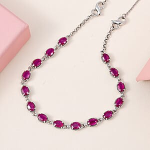 Niassa Ruby (FF) Necklace 18 Inches Interchangeable into Bracelet in Platinum Over Sterling Silver 10.25 ctw