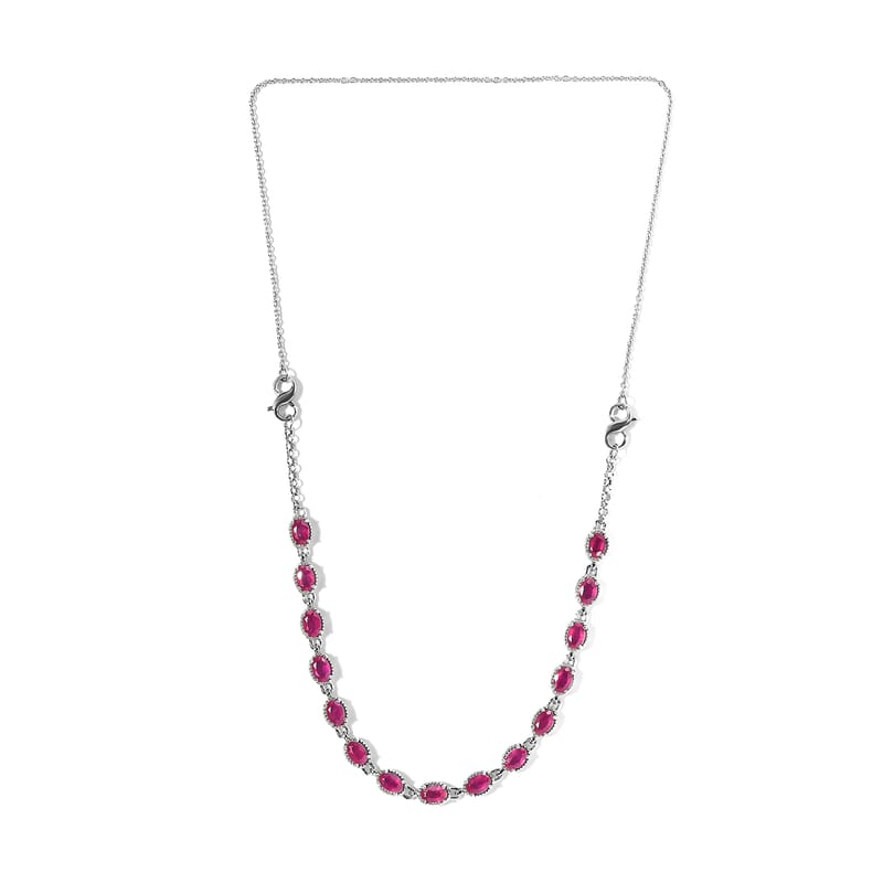 Niassa Ruby (FF) Necklace 18 Inches Interchangeable into Bracelet in Platinum Over Sterling Silver 10.25 ctw