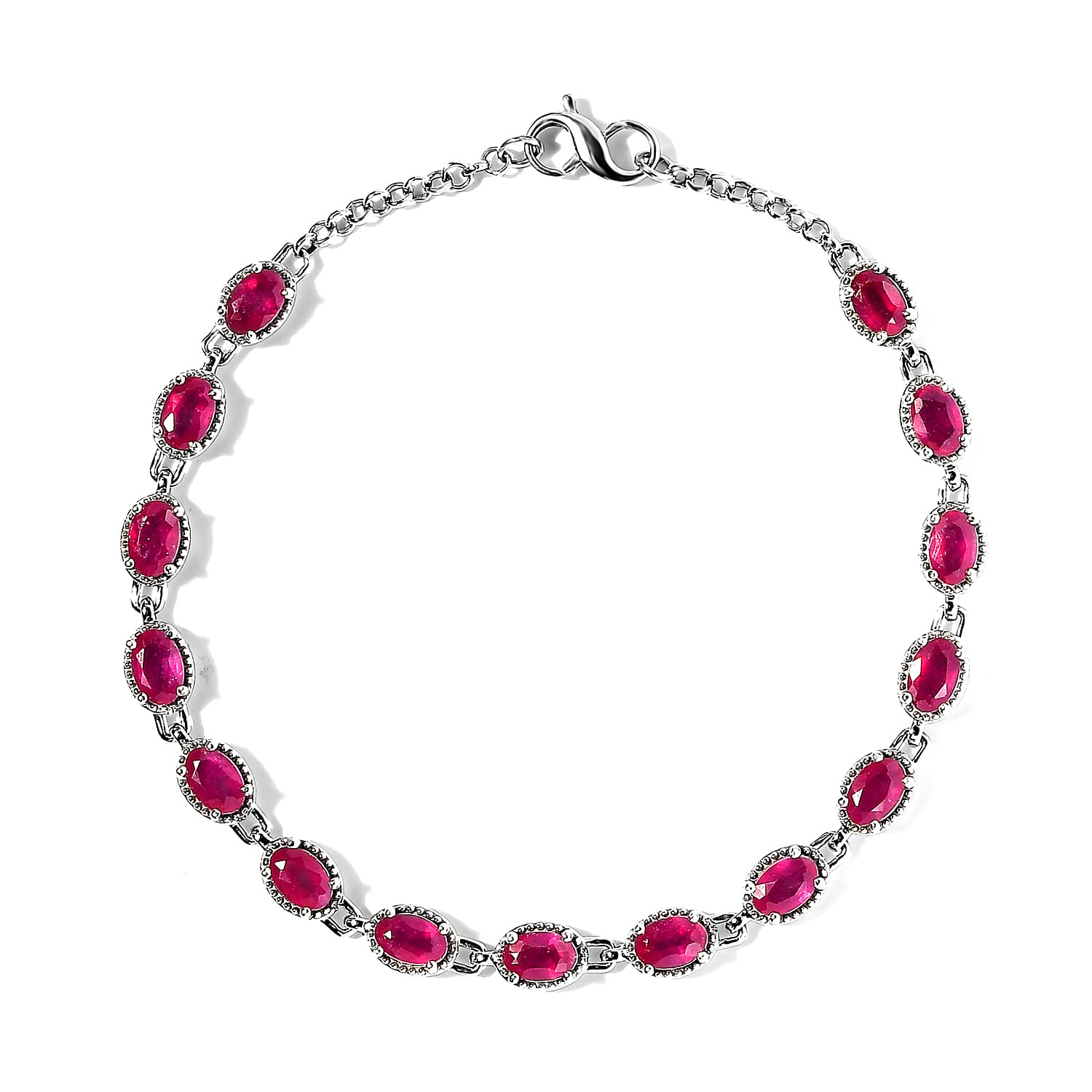 Niassa Ruby (FF) Necklace 18 Inches Interchangeable into Bracelet in Platinum Over Sterling Silver 10.25 ctw