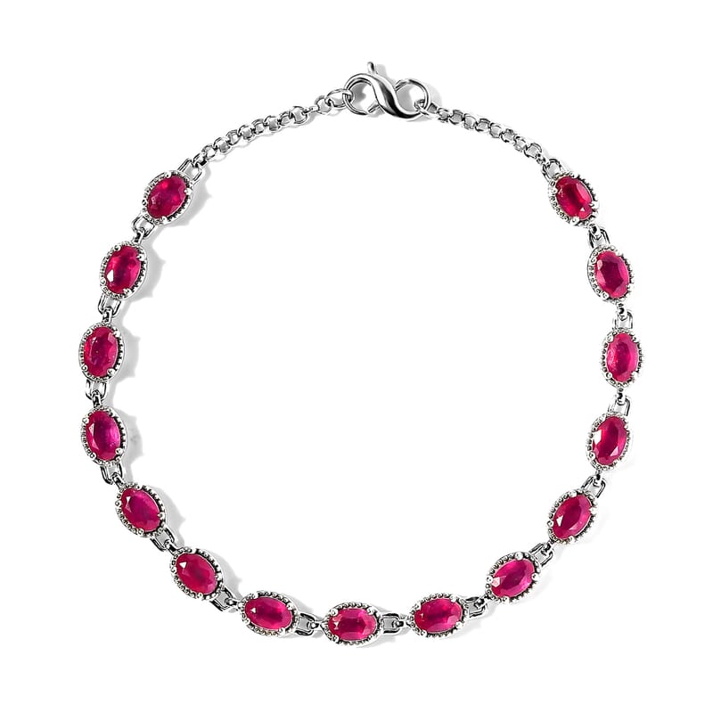 Niassa Ruby (FF) Necklace 18 Inches Interchangeable into Bracelet in Platinum Over Sterling Silver 10.25 ctw