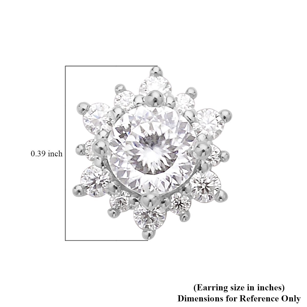 120 Facet Moissanite Sunburst Stud Earrings in Rhodium Over Sterling Silver 1.25 ctw
