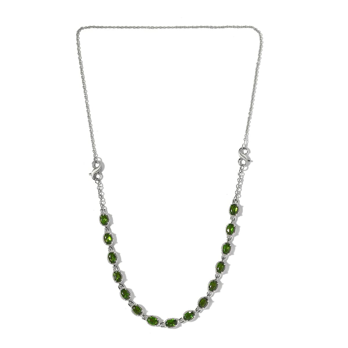 Chrome Diopside Necklace 18 Inches Interchangeable into Bracelet in Platinum Over Sterling Silver 8.15 ctw image number 3