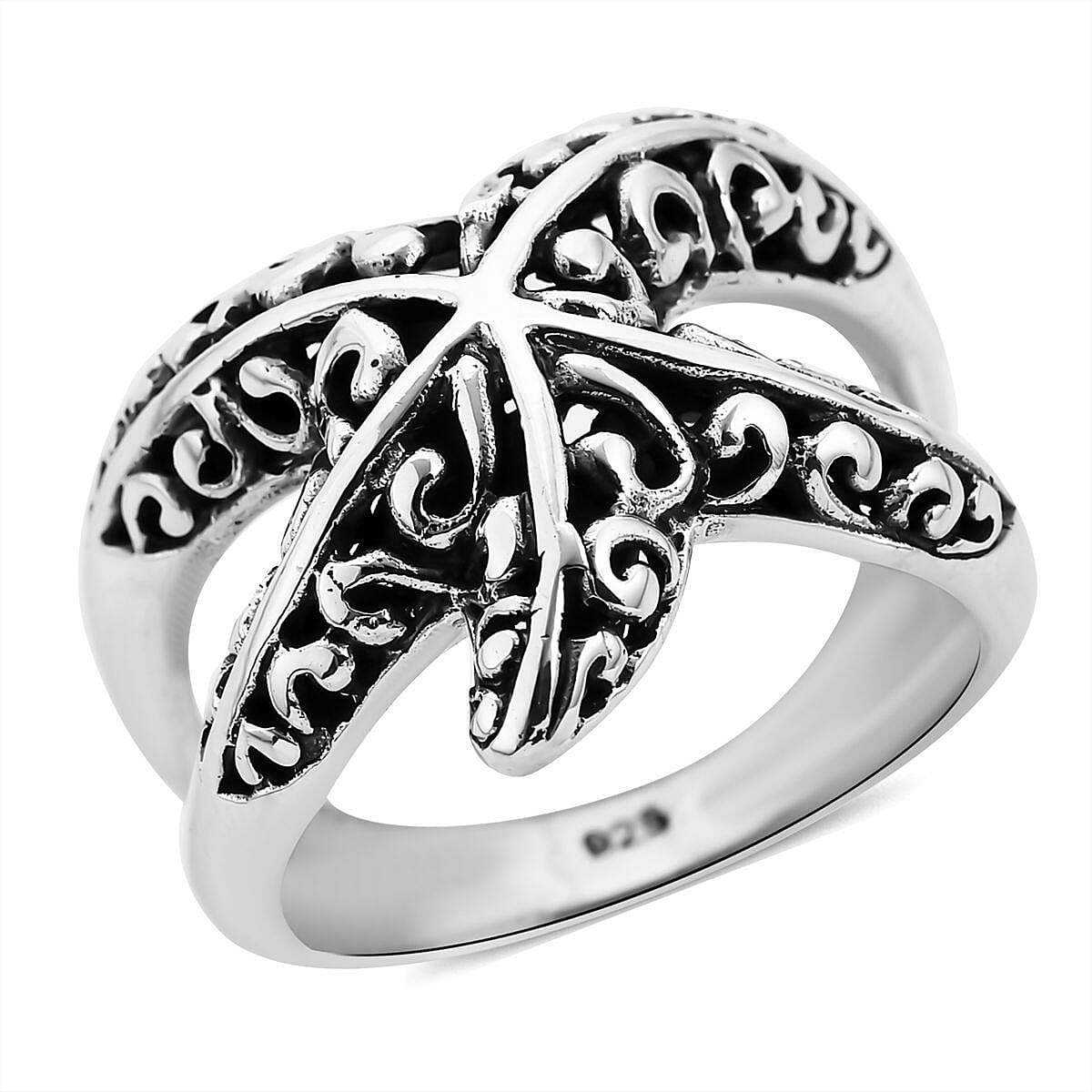 Bali Legacy Sterling Silver Starfish Ring (Size 8.0) 6.65 Grams image number 0