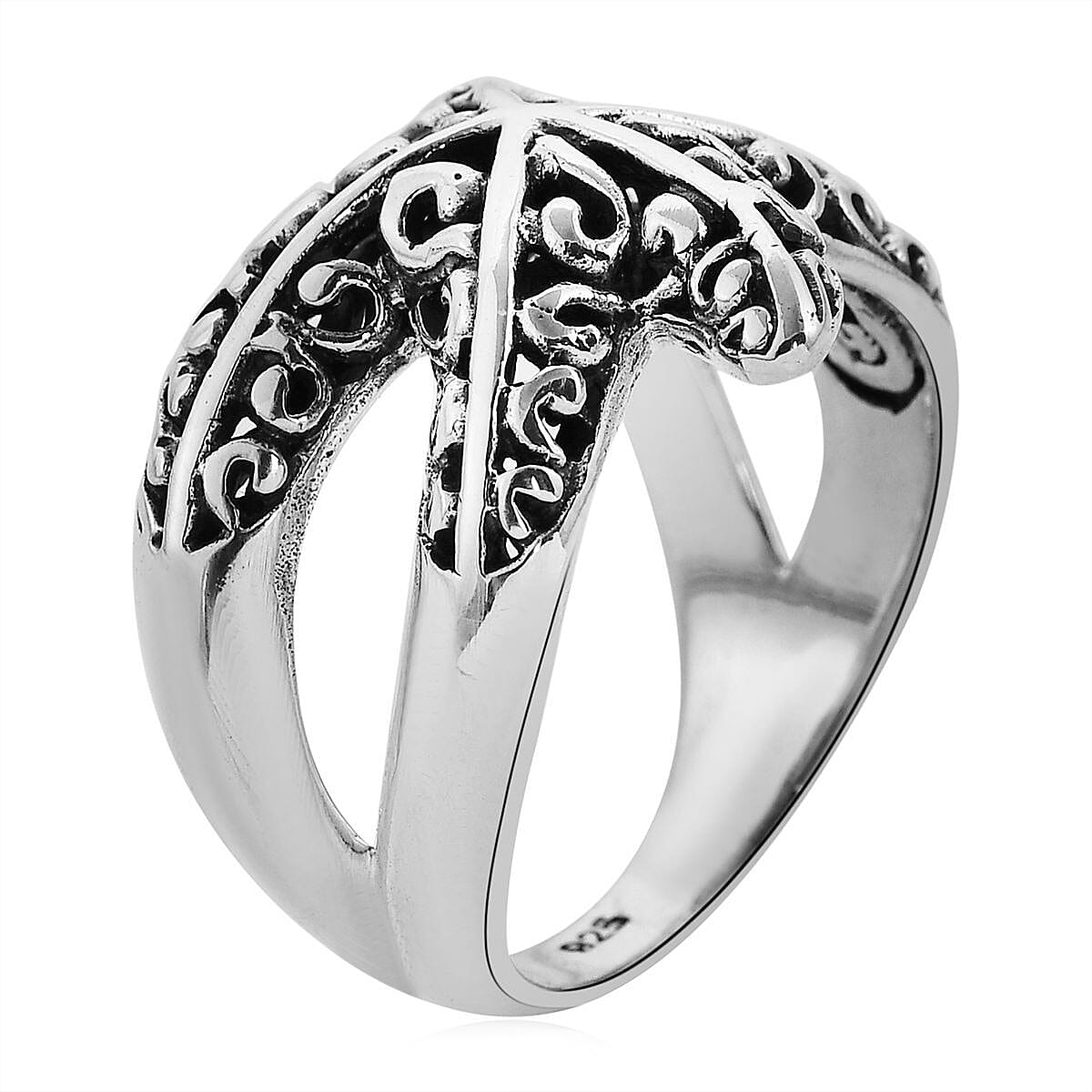 Bali Legacy Sterling Silver Starfish Ring (Size 8.0) 6.65 Grams image number 3