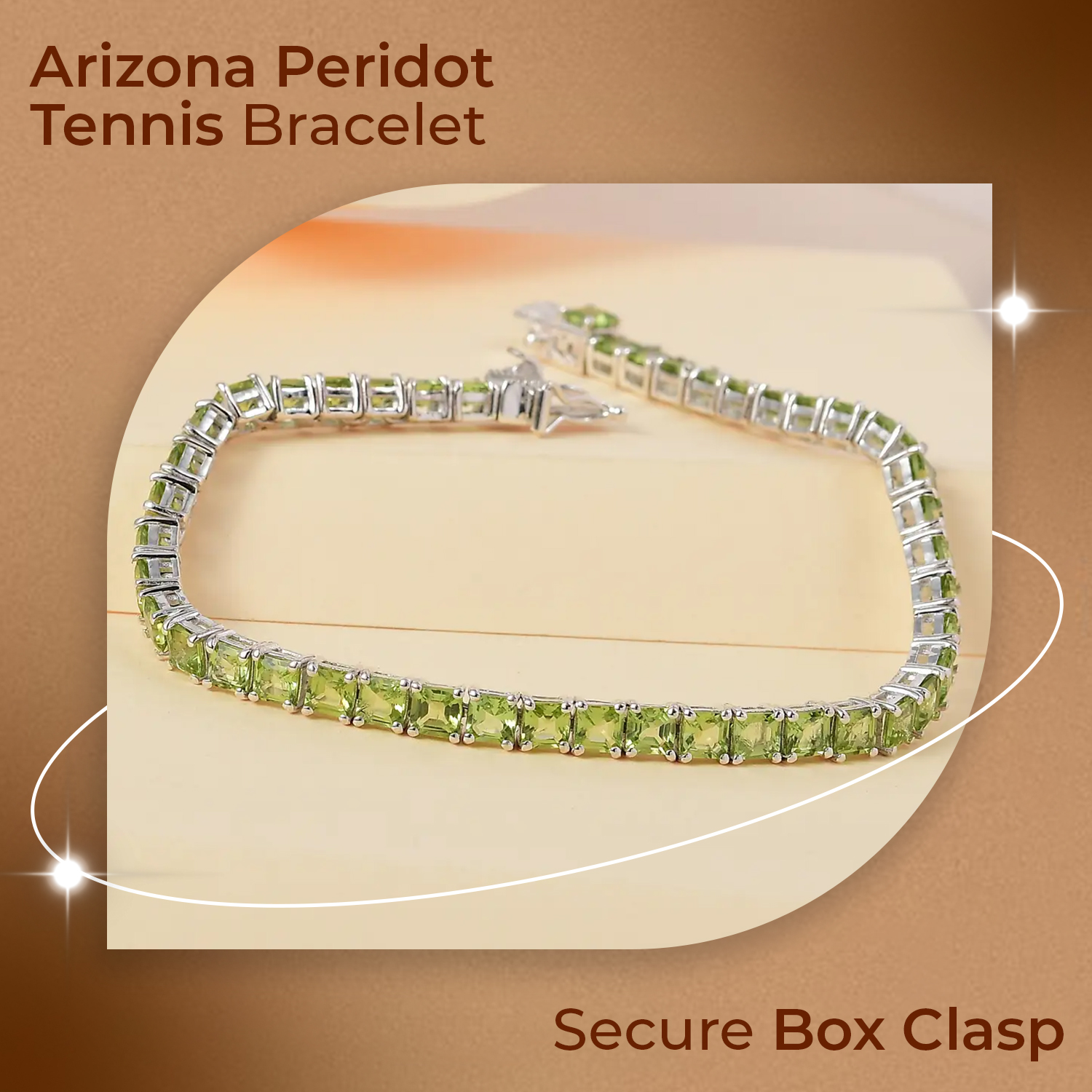 Asscher Cut Arizona Peridot Tennis Bracelet, Platinum Over Sterling Silver Bracelet, Peridot Bracelet, Gifts For Her (6.50 In) 12.40 ctw