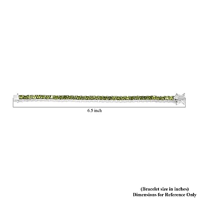 Asscher Cut Arizona Peridot Tennis Bracelet, Platinum Over Sterling Silver Bracelet, Peridot Bracelet, Gifts For Her (6.50 In) 12.40 ctw