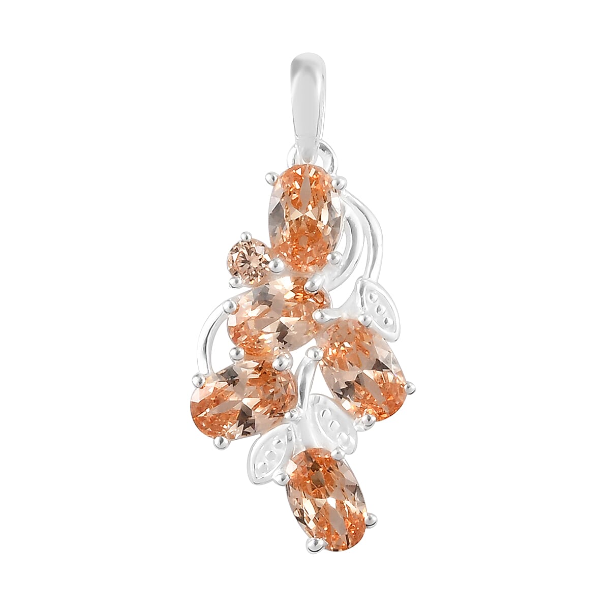 Simulated Champagne Color Diamond Pendant without Chain in Sterling Silver image number 0