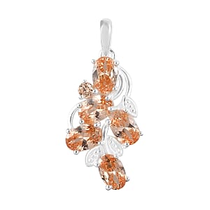 Simulated Champagne Color Diamond Pendant without Chain in Sterling Silver