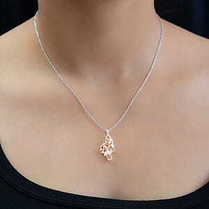 Simulated Champagne Color Diamond Pendant without Chain in Sterling Silver