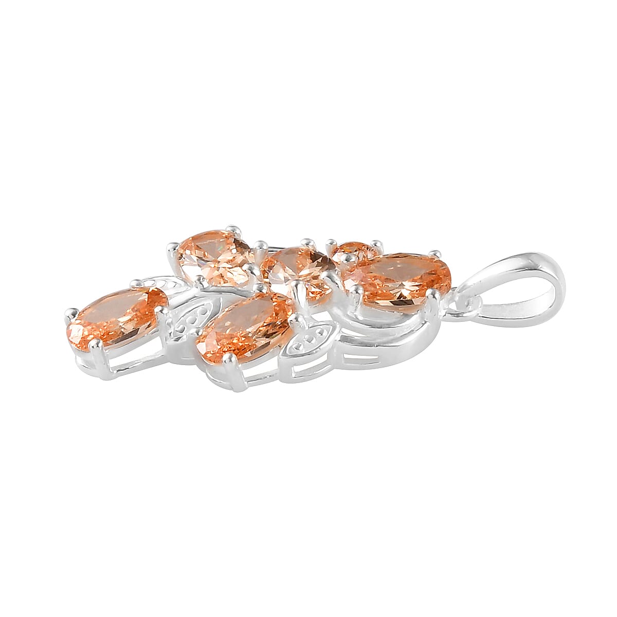 Simulated Champagne Color Diamond Pendant without Chain in Sterling Silver image number 3