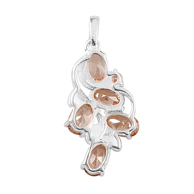 Simulated Champagne Color Diamond Pendant without Chain in Sterling Silver