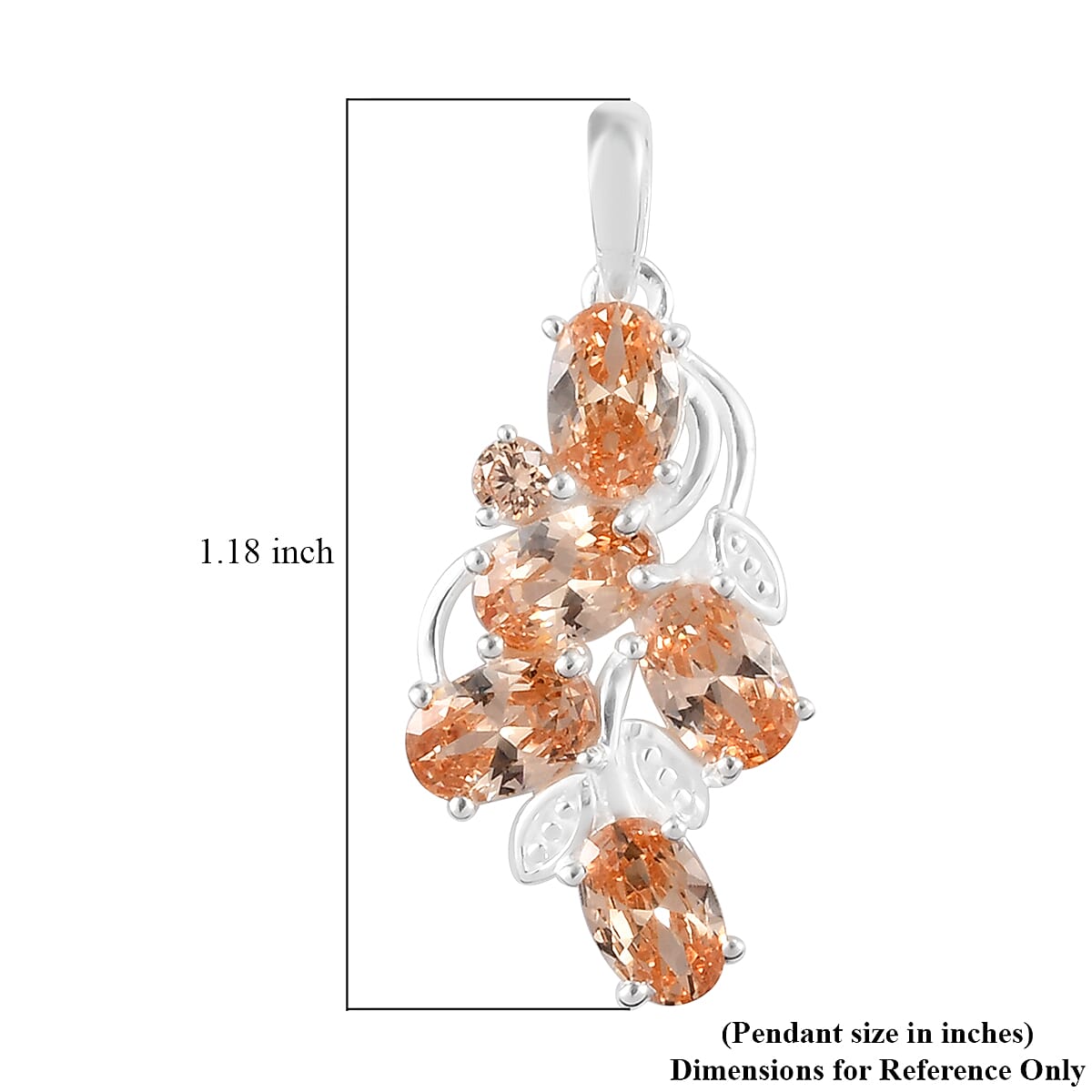 Simulated Champagne Color Diamond Pendant without Chain in Sterling Silver image number 5