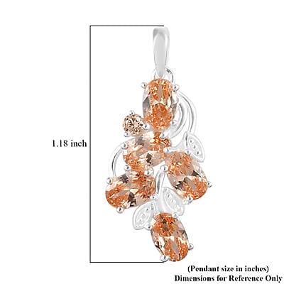 Simulated Champagne Color Diamond Pendant without Chain in Sterling Silver