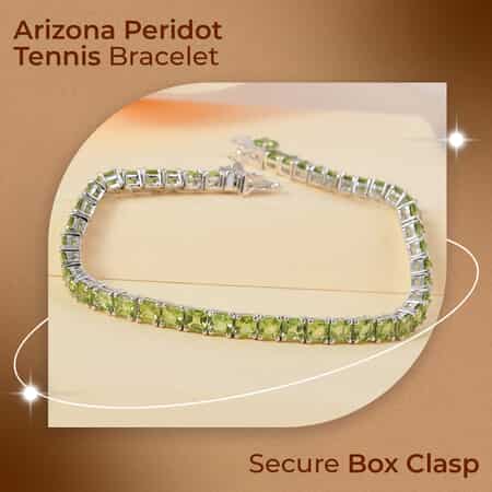 Buy Asscher Cut Arizona Peridot Tennis Bracelet, Platinum Over