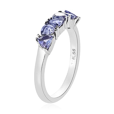 Tanzanite Ring in Stainless Steel (Size 10.0) 1.00 ctw | Tarnish-Free, Waterproof, Sweat Proof Jewelry