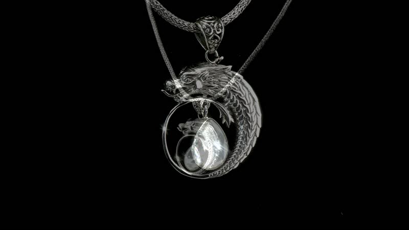 Bali Legacy Polki Moissanite Dragon Pendant Necklace 20 Inches in Sterling Silver 1.00 ctw