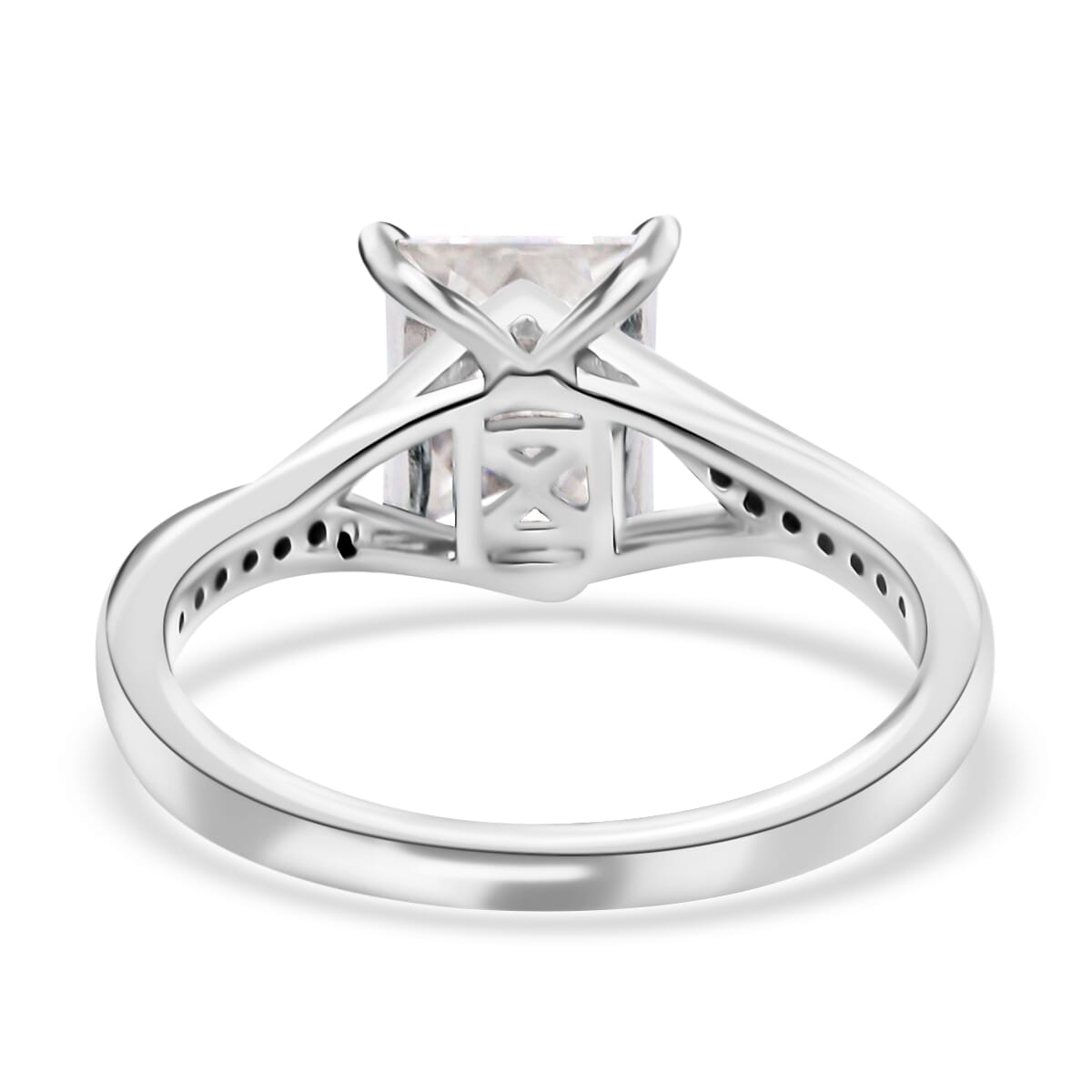 Princess Cut Moissanite Ring in Rhodium Over Sterling Silver 2.60 ctw image number 4