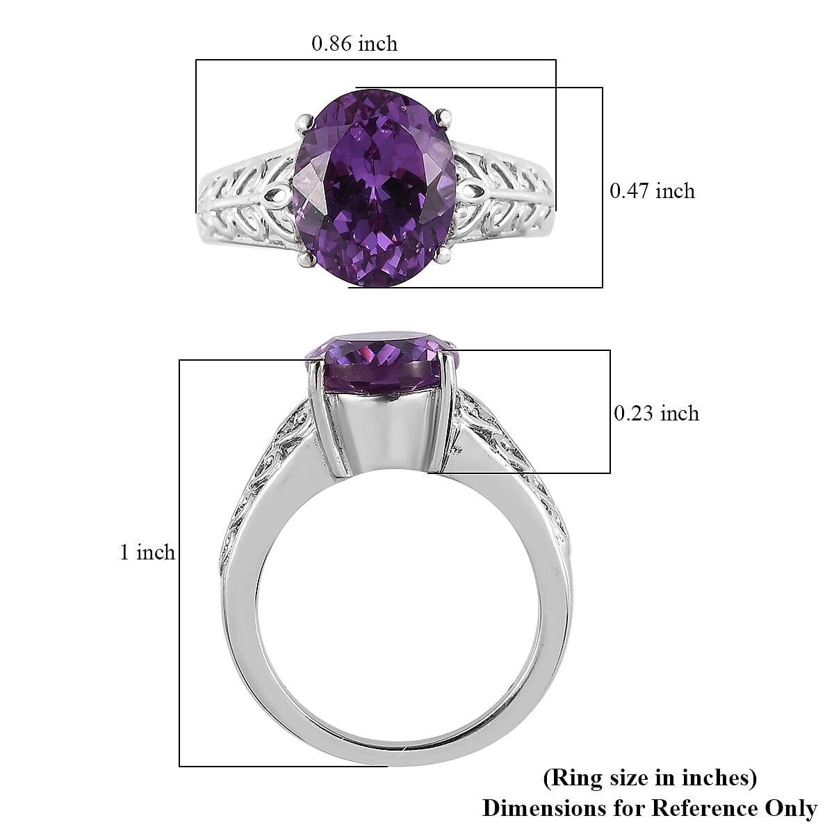 Lab Created Purple Sapphire Solitaire Ring in Stainless Steel 5.50 ctw image number 5