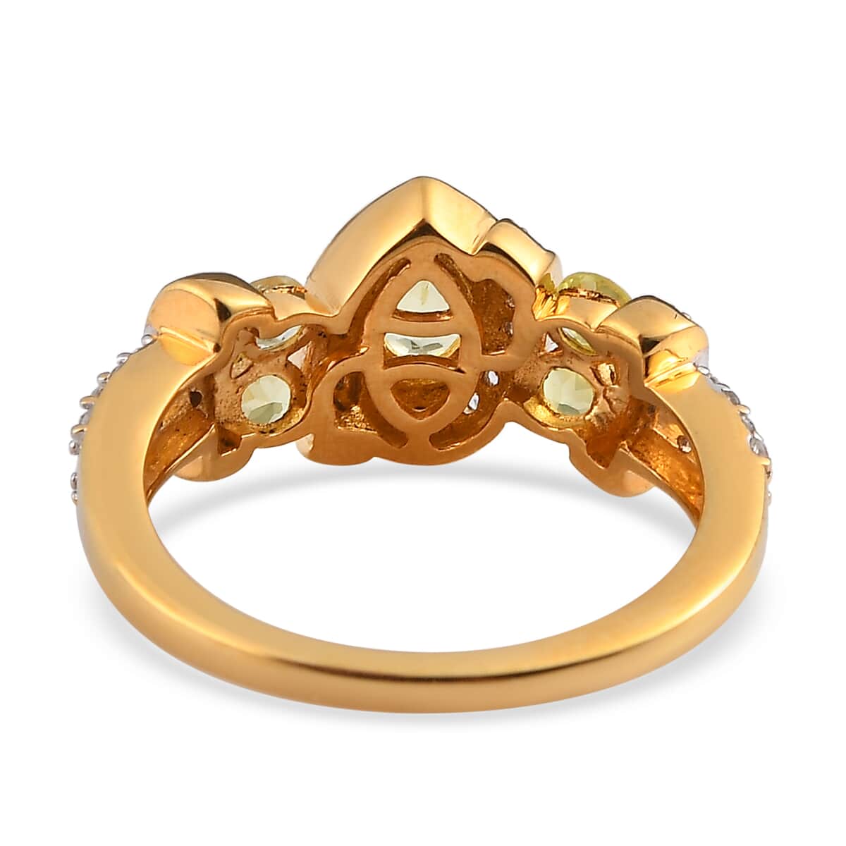 Natural Chrysoberyl and Natural White Zircon Ring in Vermeil Yellow Gold Over Sterling Silver 1.25 ctw image number 4