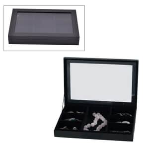 Black Embossed Paper and MDF Jewelry Box with 7 Sections , Jewelry Storage Box for Women , Jewelry Case , Jewelry Organizer