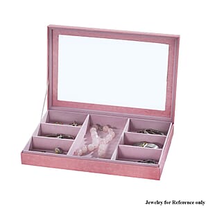 Pink Embossed Paper and MDF Jewelry Box with 7 Sections , Jewelry Storage Box for Women , Jewelry Case , Jewelry Organizer