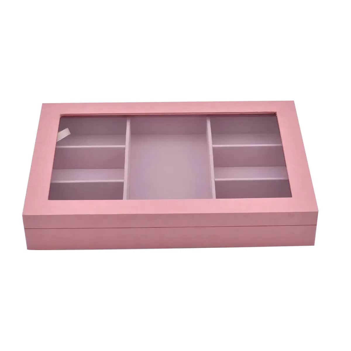 Pink Embossed Paper and MDF Jewelry Box with 7 Sections , Jewelry Storage Box for Women , Jewelry Case , Jewelry Organizer image number 6