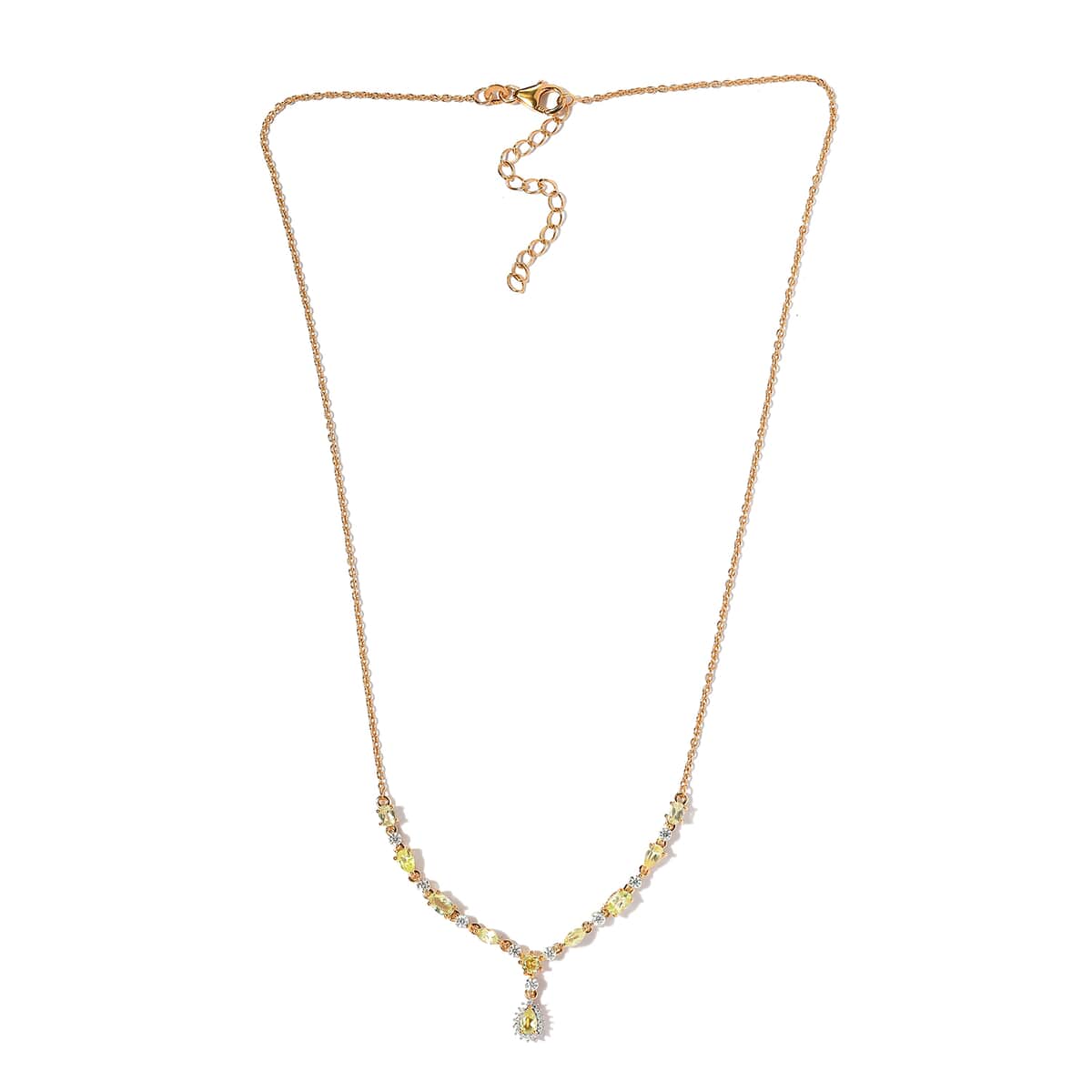 Premium Natural Chrysoberyl and Moissanite Y-Shape Necklace 18 Inches in Vermeil Yellow Gold Over Sterling Silver 2.10 ctw image number 3