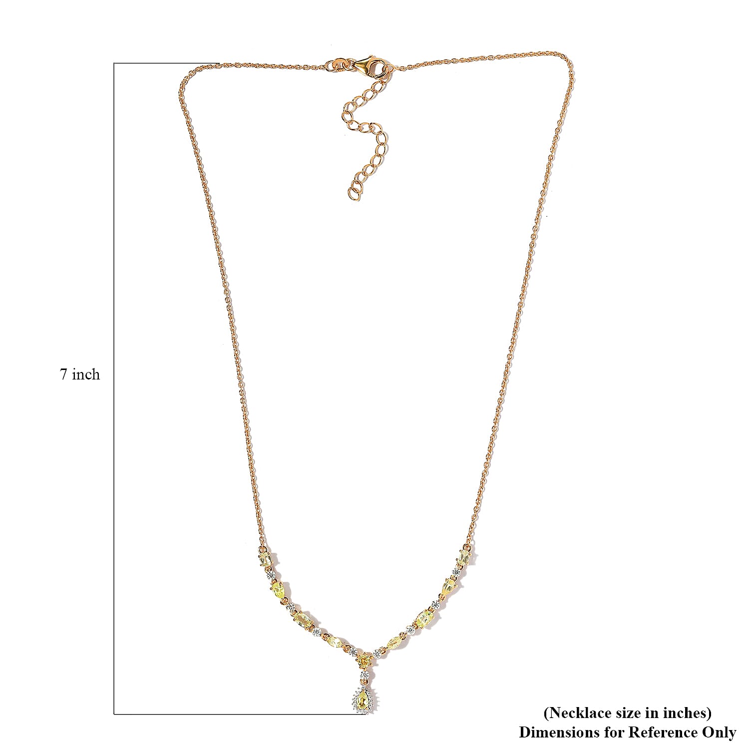 Premium Natural Chrysoberyl and Moissanite Y-Shape Necklace 18 Inches in Vermeil Yellow Gold Over Sterling Silver 2.10 ctw