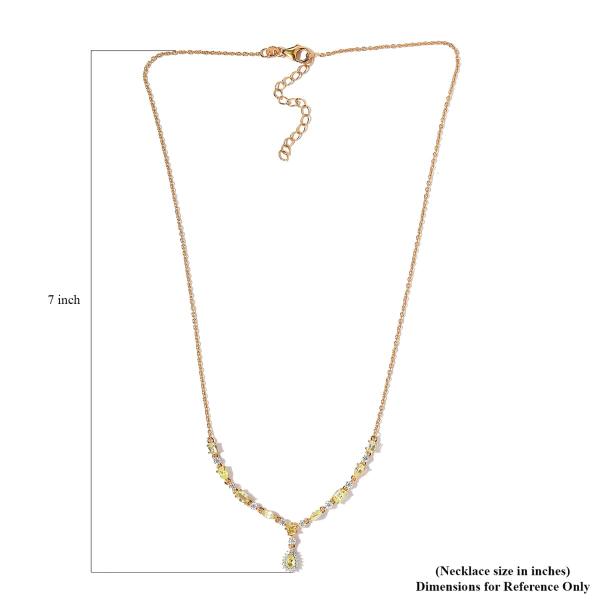 Premium Natural Chrysoberyl and Moissanite Y-Shape Necklace 18 Inches in Vermeil Yellow Gold Over Sterling Silver 2.10 ctw image number 5