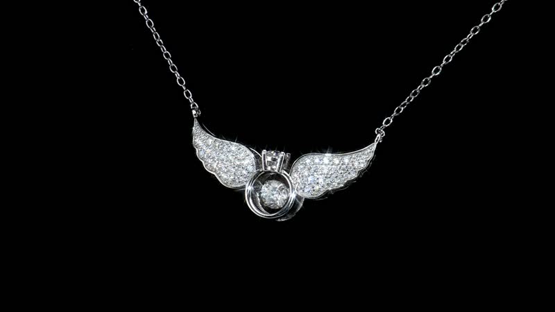 Moissanite Angel Wing Necklace 18 Inches in Rhodium Over Sterling Silver 1.25 ctw
