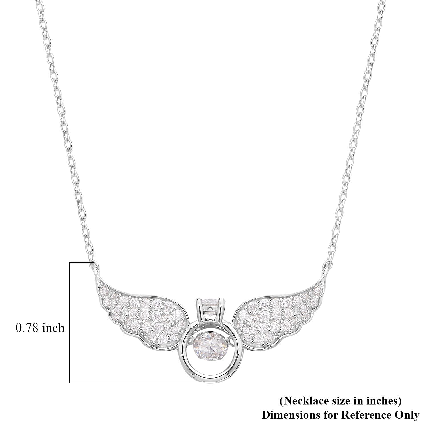 Moissanite Angel Wing Necklace 18 Inches in Rhodium Over Sterling Silver 1.25 ctw