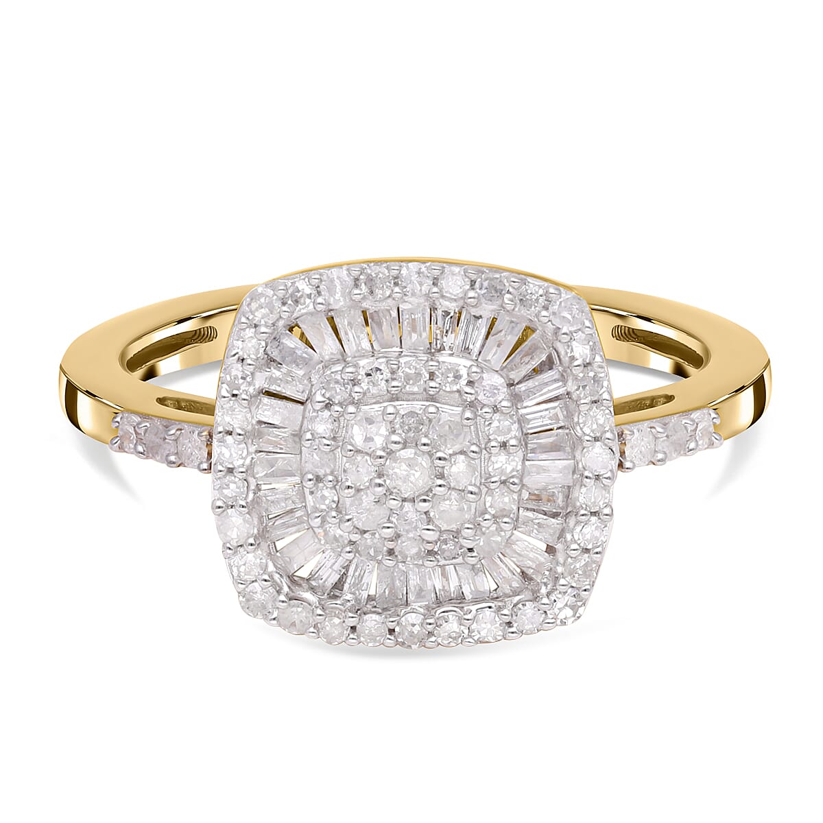 White Diamond 0.50 ctw Ring in 18K Vermeil Yellow Gold Over Sterling Silver (Size 11.5)