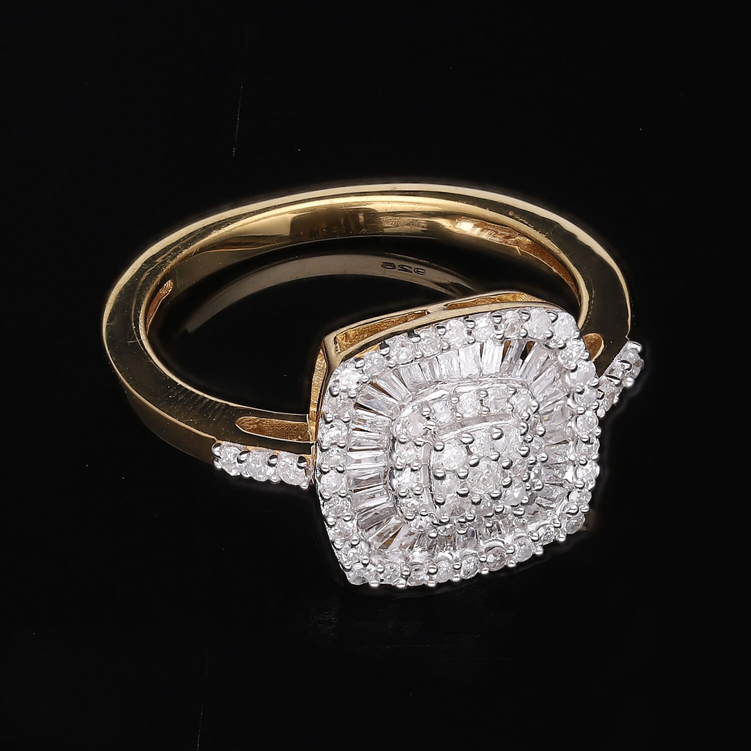 White Diamond 0.50 ctw Ring in 18K Vermeil Yellow Gold Over Sterling Silver (Size 11.5)