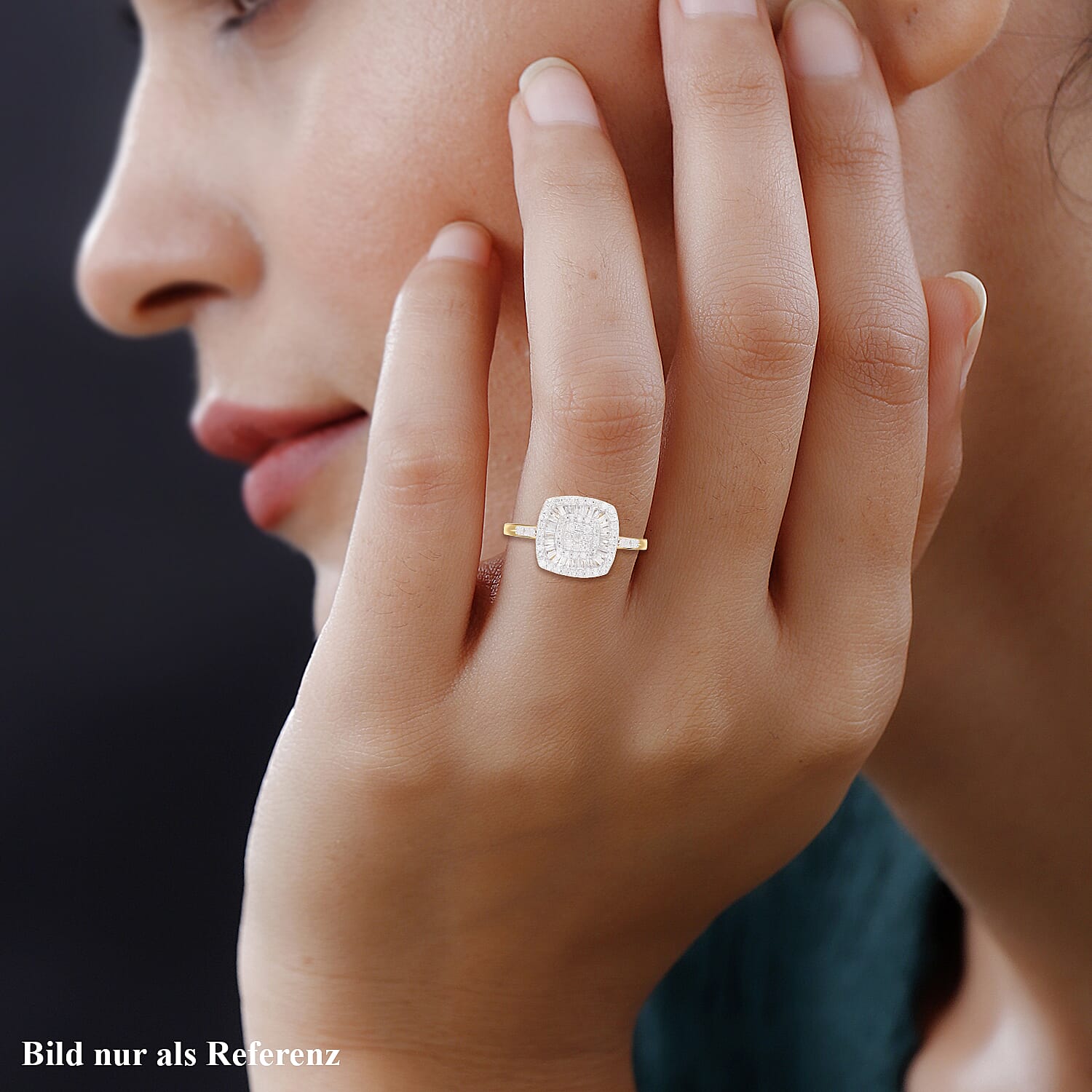 White Diamond 0.50 ctw Ring in 18K Vermeil Yellow Gold Over Sterling Silver (Size 11.5)