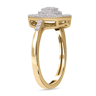 White Diamond 0.50 ctw Ring in 18K Vermeil Yellow Gold Over Sterling Silver (Size 11.5)