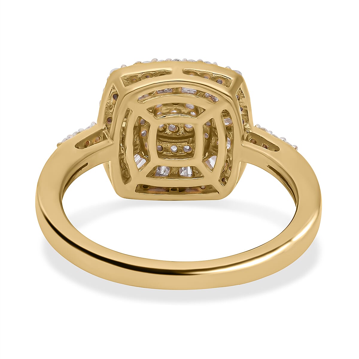 White Diamond 0.50 ctw Ring in 18K Vermeil Yellow Gold Over Sterling Silver (Size 11.5)