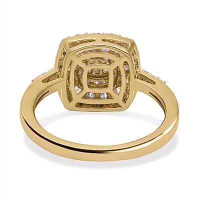 White Diamond 0.50 ctw Ring in 18K Vermeil Yellow Gold Over Sterling Silver (Size 11.5)