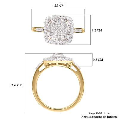White Diamond 0.50 ctw Ring in 18K Vermeil Yellow Gold Over Sterling Silver (Size 11.5)