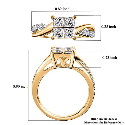 Moissanite 0.85 ctw Ring, Square Moissanite Ring, Twisted Shank Ring, Vermeil Yellow Gold Over Sterling Silver Ring (Size 10.0)