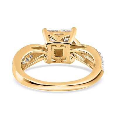 Moissanite 0.85 ctw Ring, Square Moissanite Ring, Twisted Shank Ring, Vermeil Yellow Gold Over Sterling Silver Ring (Size 10.0)