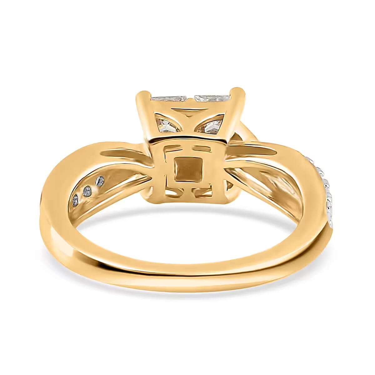 Moissanite 0.85 ctw Ring, Square Moissanite Ring, Twisted Shank Ring, Vermeil Yellow Gold Over Sterling Silver Ring (Size 11.0) image number 8
