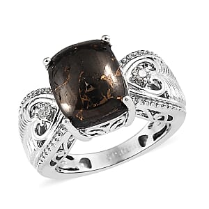 Karis Matrix Silver Shungite and Simulated Diamond Ring in Platinum Bond (Size 11.0) 3.10 ctw
